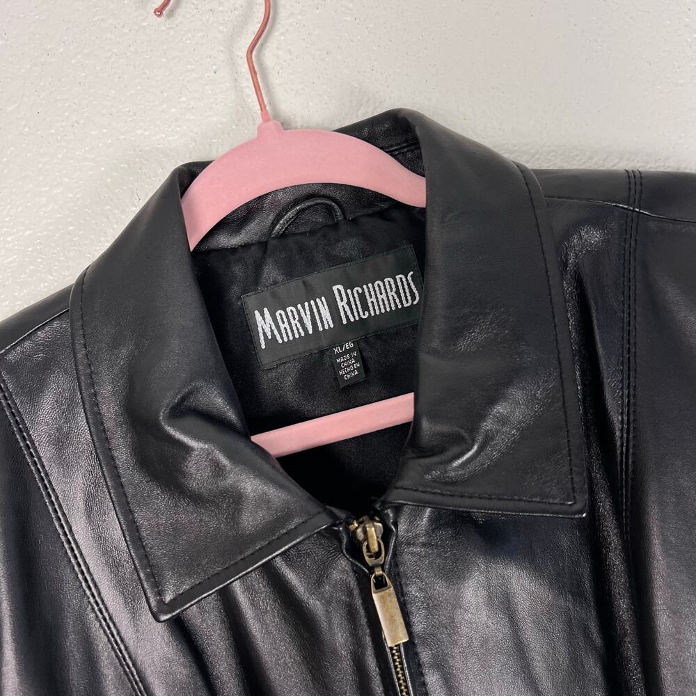 Marvin Richards Genuine Leather Jacket Black XL Classic Minimalist Moto Style - Picture 2 of 7